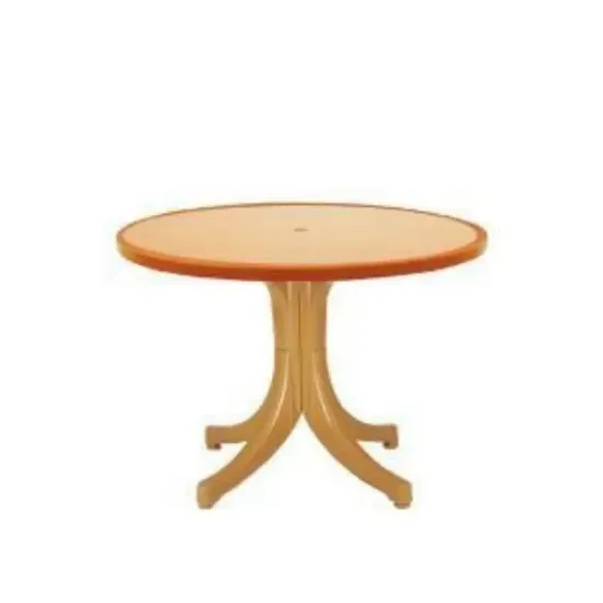 Picture of Offered by The Grills Shop Store - Table Top Dark Orange Wooden Pattern Ø90 Base Teak | La Veranda Home & Garden;